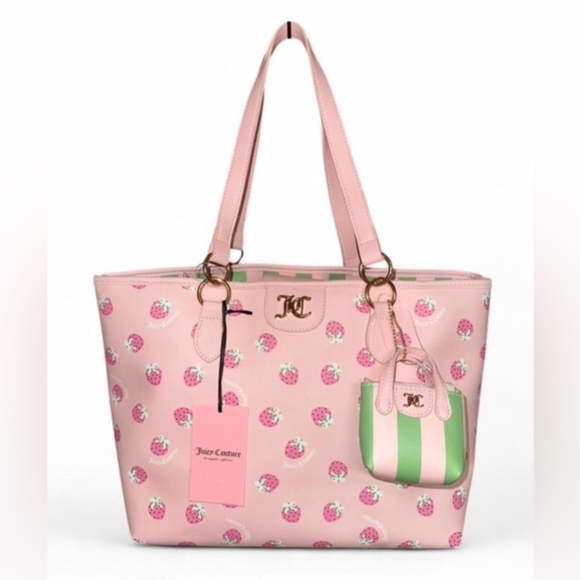 💕🔹️Juicy Couture 🔹️"Fun in the Sun Tote", pink strawberry print - Picture 5 of 6